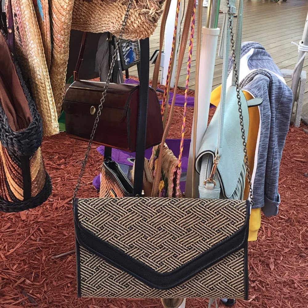 Vintage Bag- Tan and Black Envelope Bag
